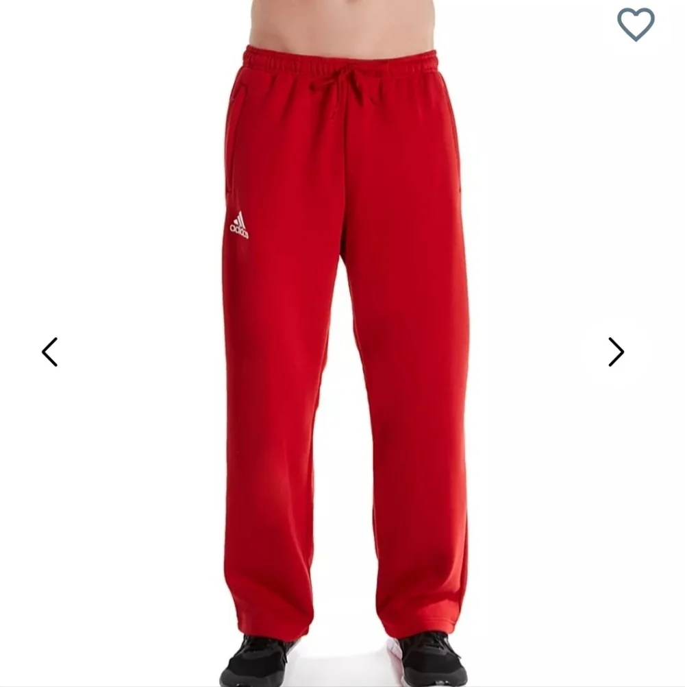 Adidas Red Straight Leg Sweatpants Men's Medium M Pockets Drawstring Logo EUC